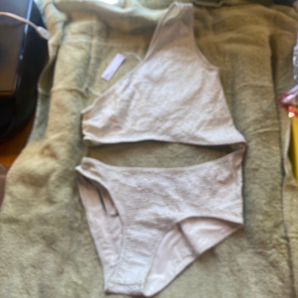 Lisa Marie Fernandez Metallic Textured One Piece Swimsuit US Sz 6-8 MSRP$300-400